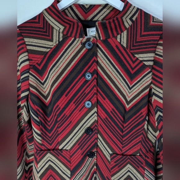 Eci red & gold brown button front jacket size 8 - Picture 7 of 8